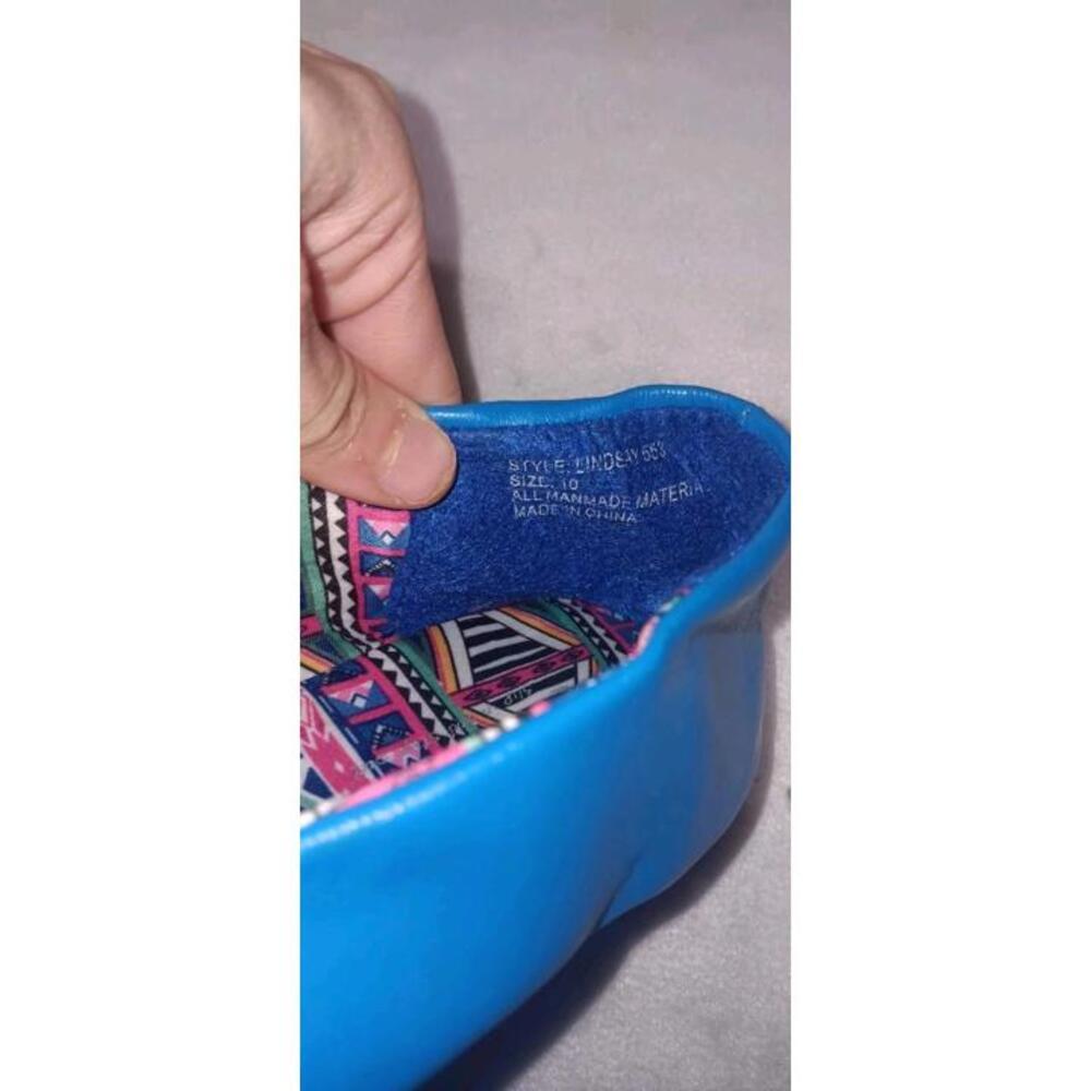 NWOT! Twister Slip In Step Out Lindsay Flats Womens Size 10 Blue Aztec Design - Picture 3 of 9